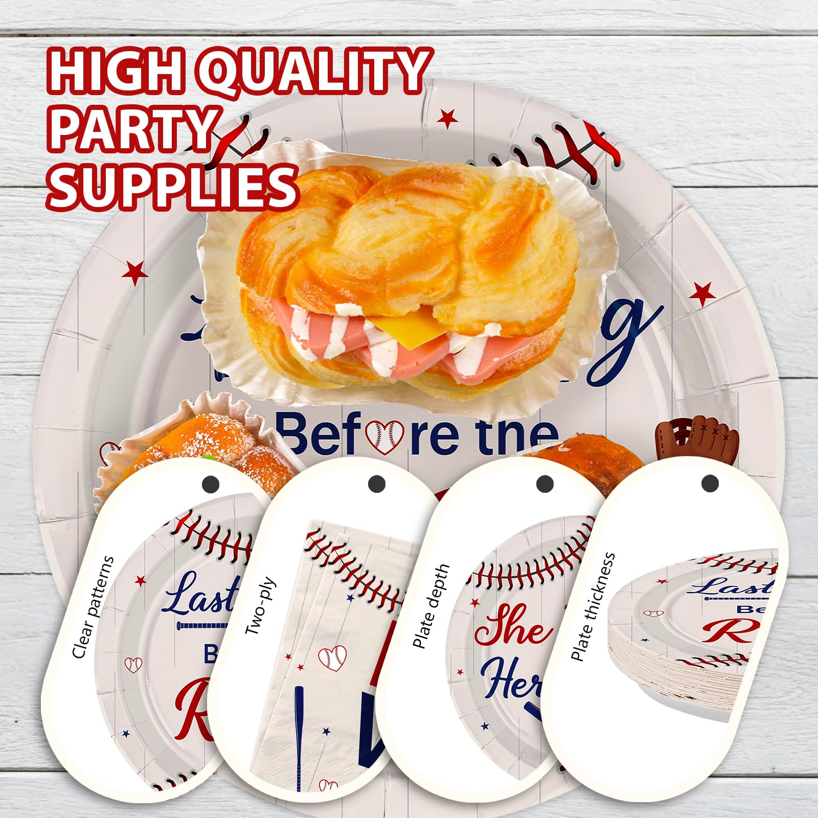 96 Pcs Baseball Bachelorette Party Plates and Napkins - Grencian