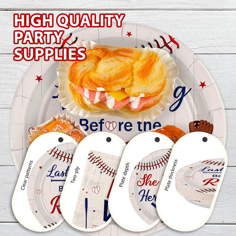 96 Pcs Baseball Bachelorette Party Plates and Napkins - Grencian