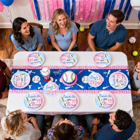 96 Pcs Baseball Gender Reveal Party Plates and Napkins - Grencian