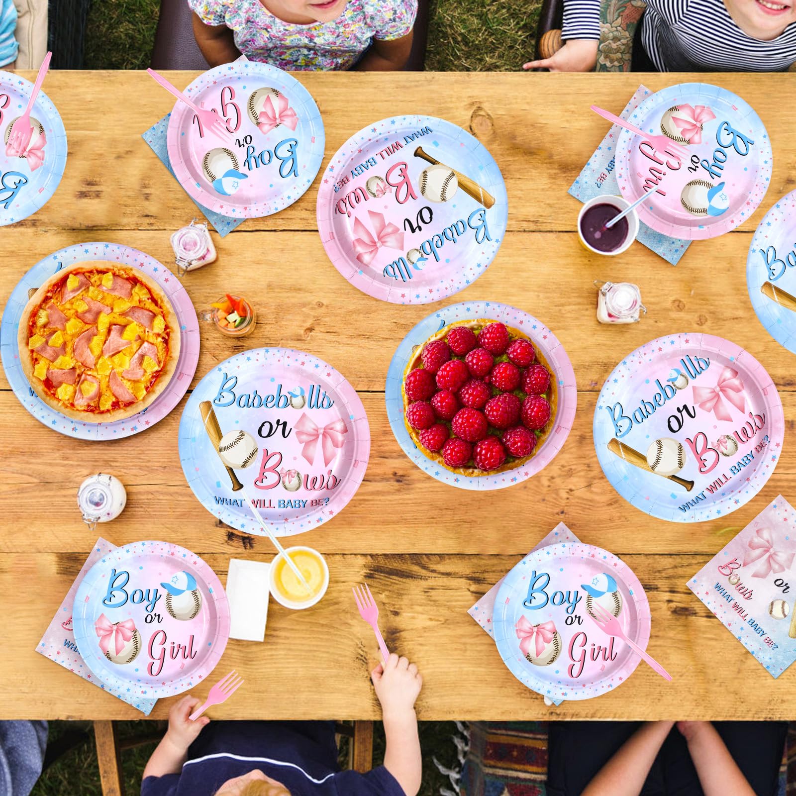 96 Pcs Baseball Gender Reveal Party Plates and Napkins - Grencian