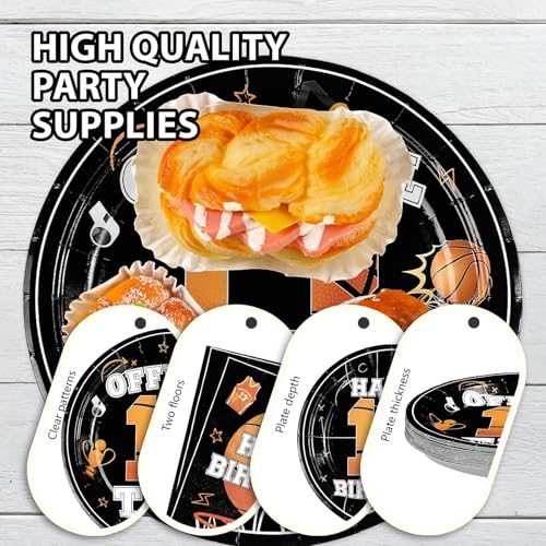 96 Pcs Basketball 13th Birthday Party Plates and Napkins - Grencian