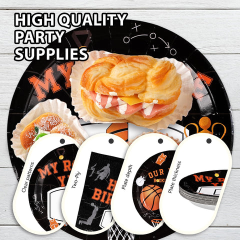 96 Pcs Basketball 1st Birthday Party Plates and Napkins - Grencian