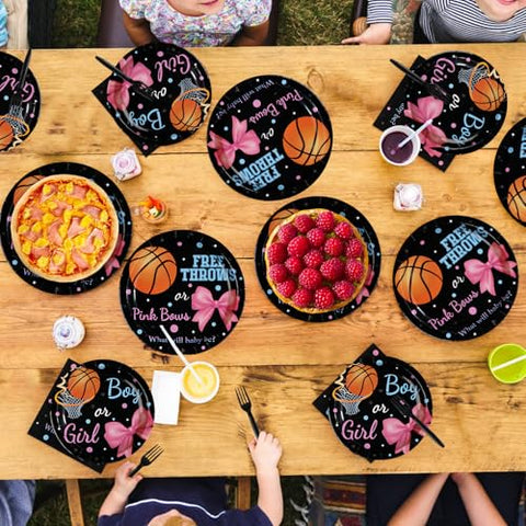 96 Pcs Basketball Gender Reveal Party Plates and Napkins - Grencian
