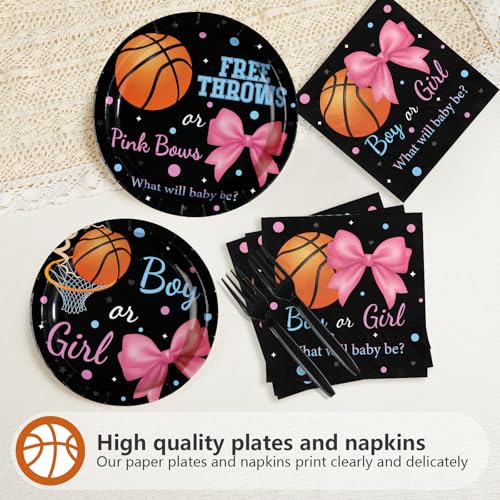 96 Pcs Basketball Gender Reveal Party Plates and Napkins - Grencian