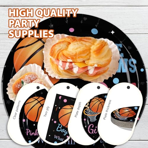 96 Pcs Basketball Gender Reveal Party Plates and Napkins - Grencian