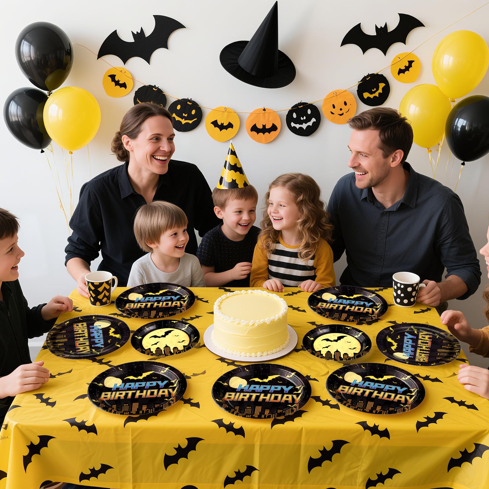 96 Pcs Bat Birthday Party Plates and Napkins - Grencian