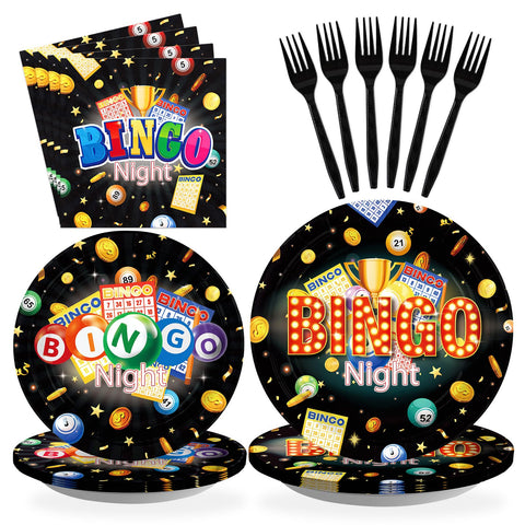 96 Pcs Bingo Night Party Plates and Napkins - Grencian