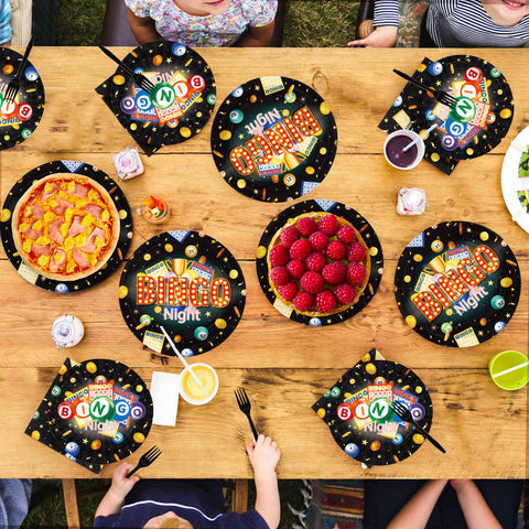 96 Pcs Bingo Night Party Plates and Napkins - Grencian