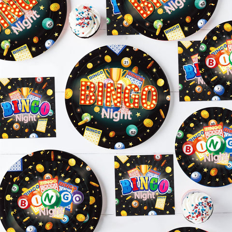 96 Pcs Bingo Night Party Plates and Napkins - Grencian
