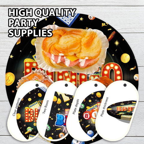 96 Pcs Bingo Night Party Plates and Napkins - Grencian