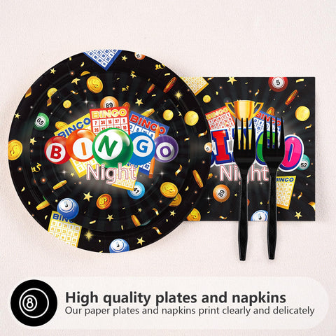 96 Pcs Bingo Night Party Plates and Napkins - Grencian