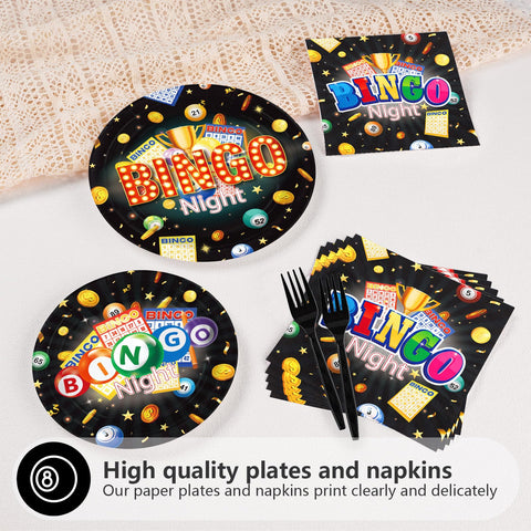 96 Pcs Bingo Night Party Plates and Napkins - Grencian