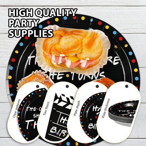 96 Pcs Black 30th Birthday Party Plates and Napkins