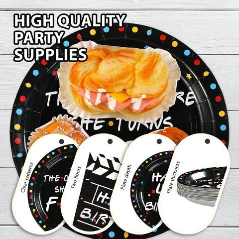 96 Pcs Black 40th Birthday Party Plates and Napkins - Grencian