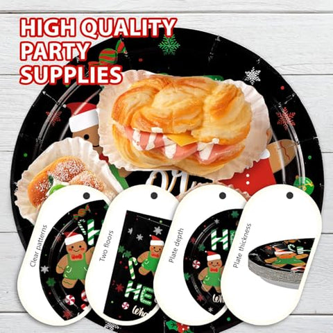 96 Pcs Black Gingerbread Gender Reveal Party Plates and Napkins - Grencian