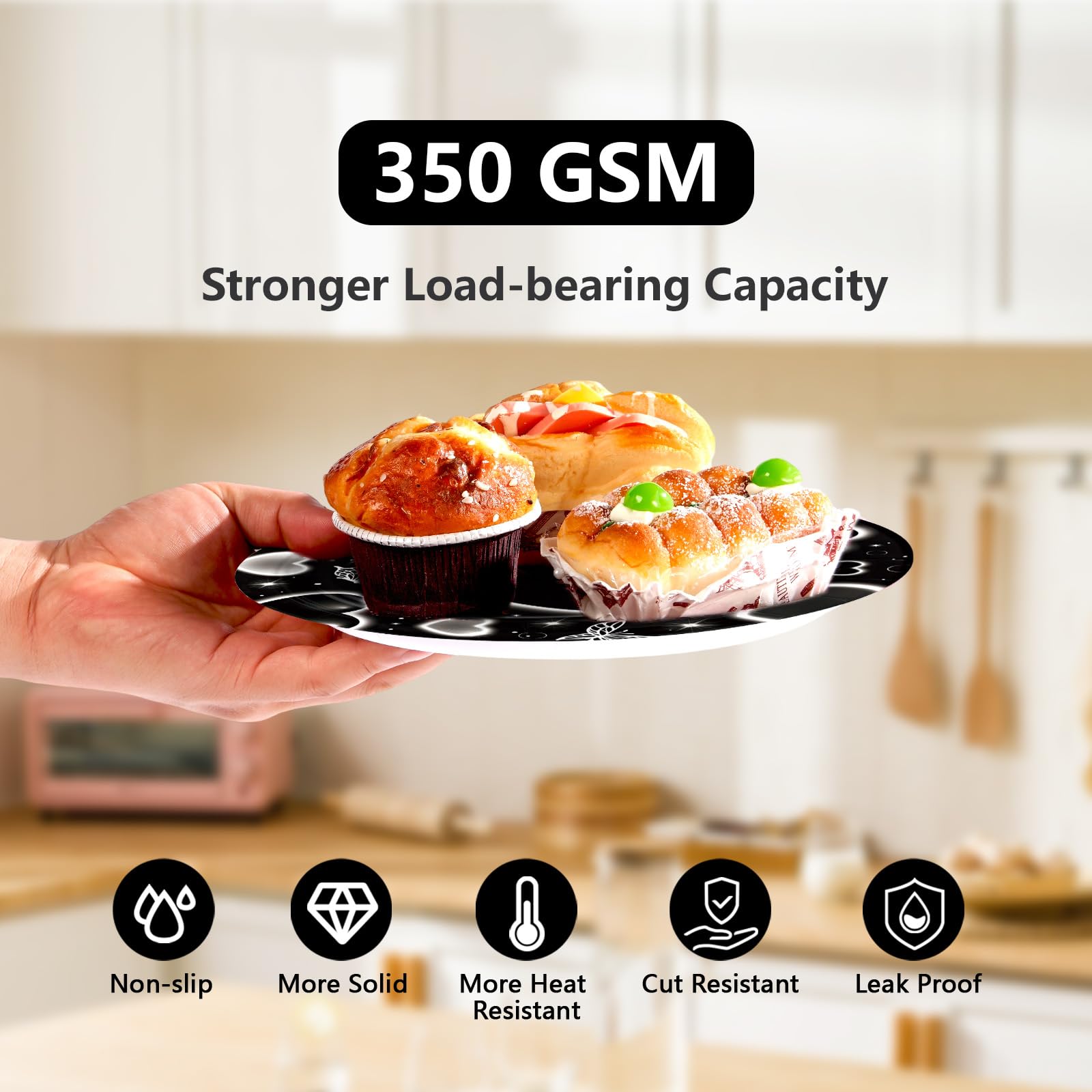 96 Pcs Black Heart Party Plates and Napkins - Grencian