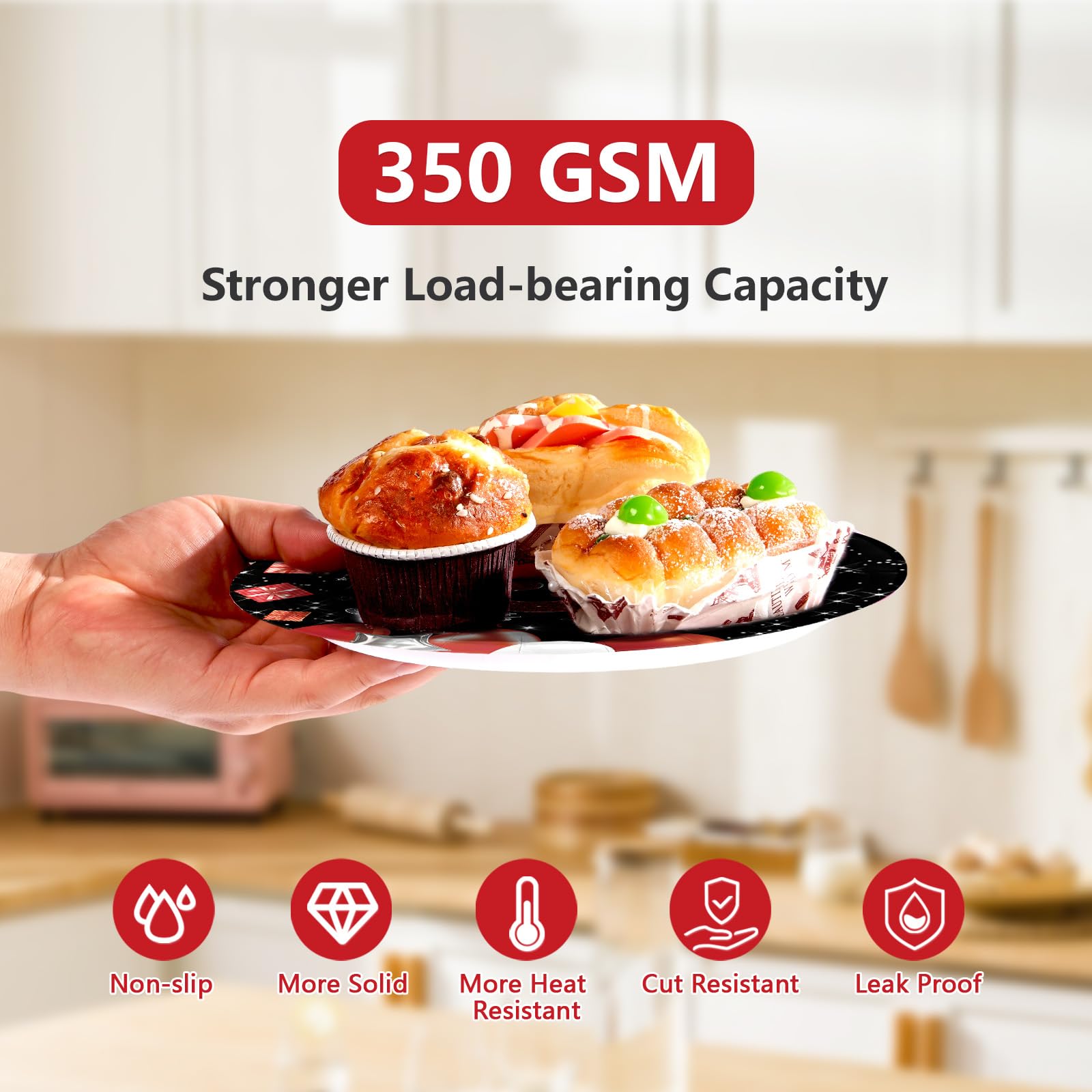 96 Pcs Black Red 55th Birthday Party Plates and Napkins - Grencian