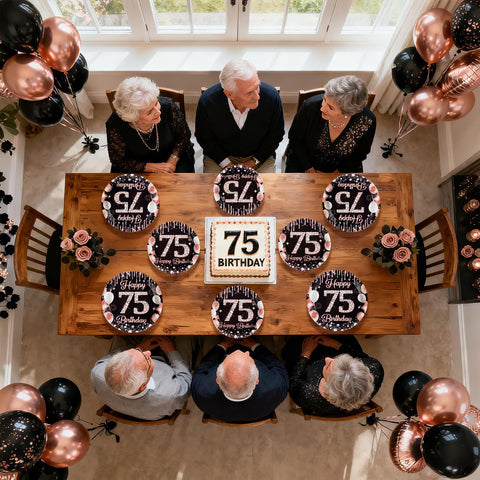 96 pièces Assiettes et serviettes couleur or rose pour une fête d'anniversaire de 40 ans