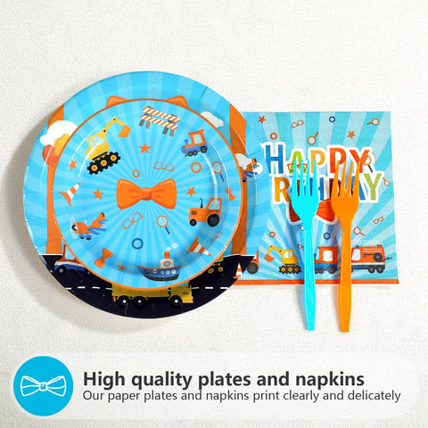 96 Pcs Blue Cartoon Birthday Party Plates and Napkins - Grencian