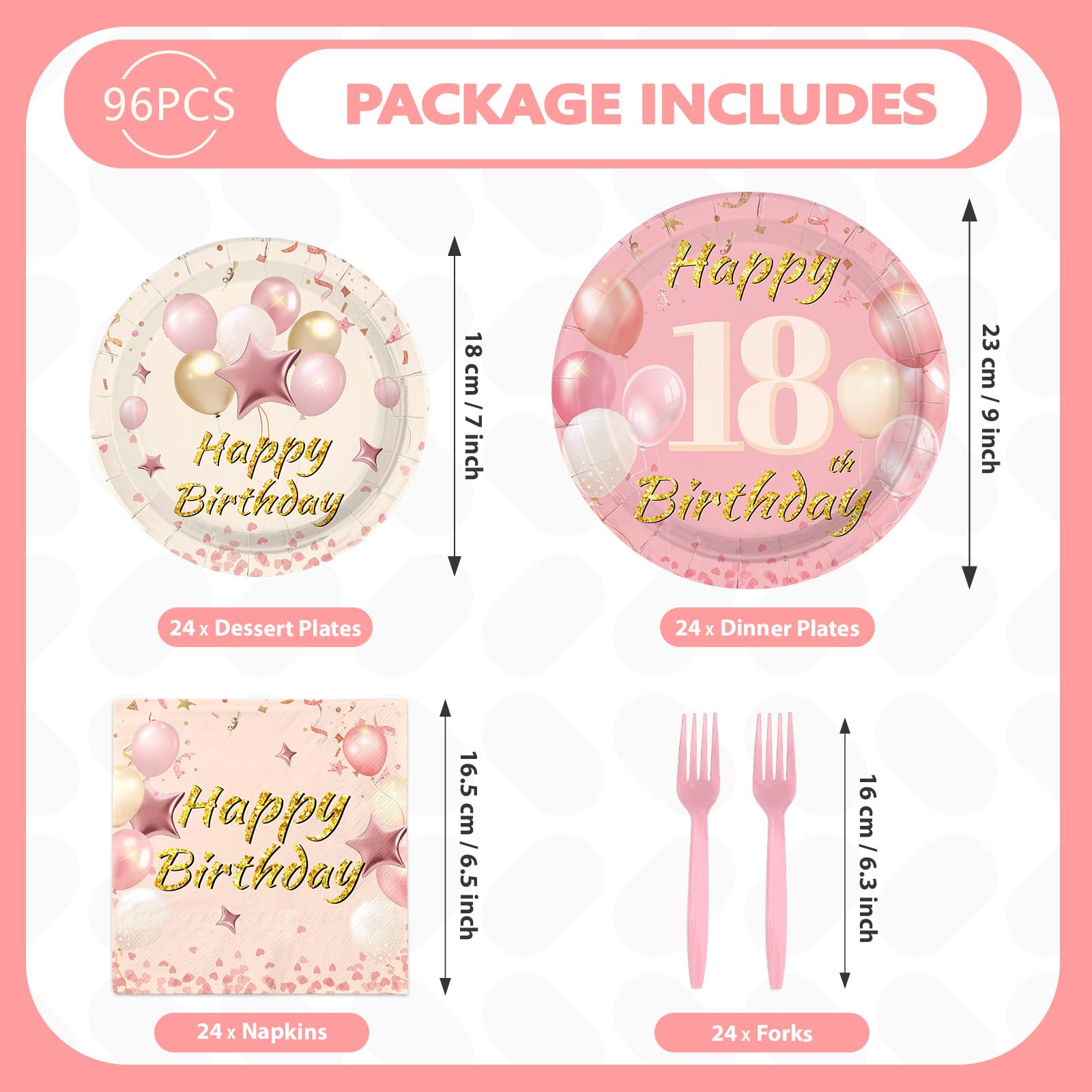 96 Pcs Blush Beige 18th Birthday Party Plates and Napkins - Grencian