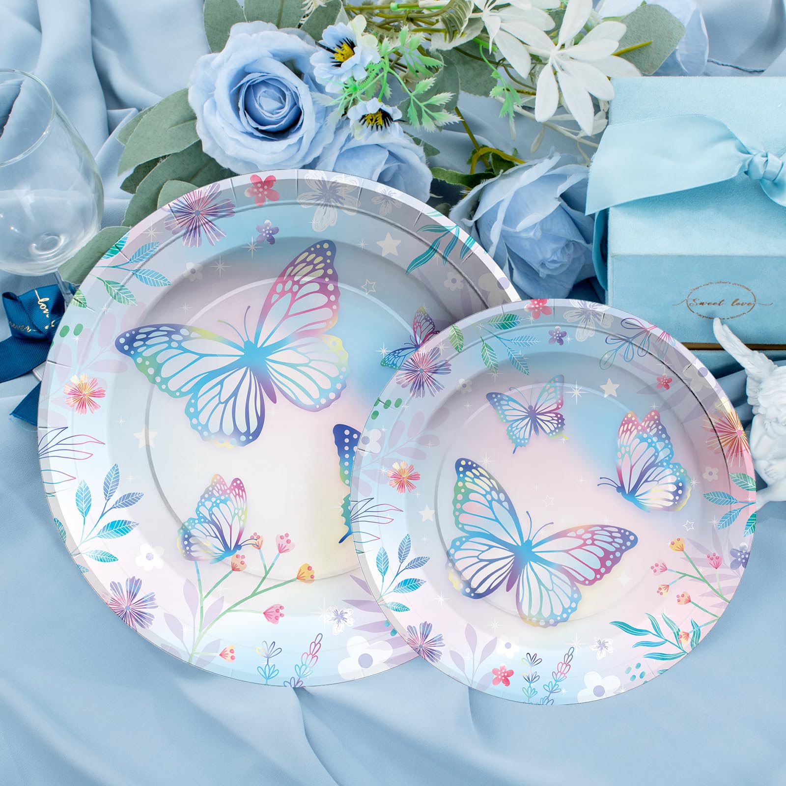 96 Pcs Butterfly Party Plates and Napkins - Grencian