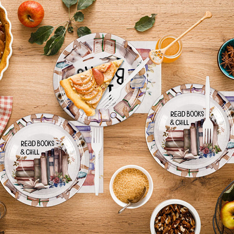 96 Pcs Book Club Party Plates and Napkins - Grencian