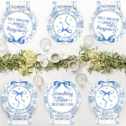 96 Pcs Bow Bridal Shower Party Plates and Napkins - Grencian