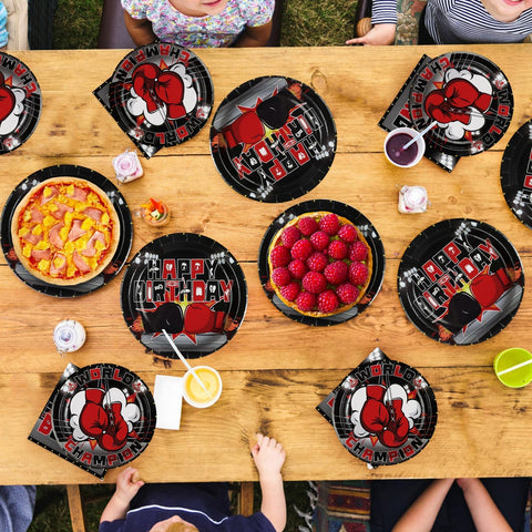 96 Pcs Boxing Party Plates and Napkins - Grencian