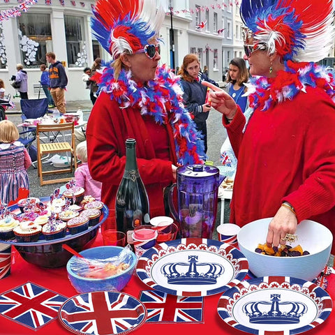 96 Pcs British Flag Party Plates and Napkins - Grencian