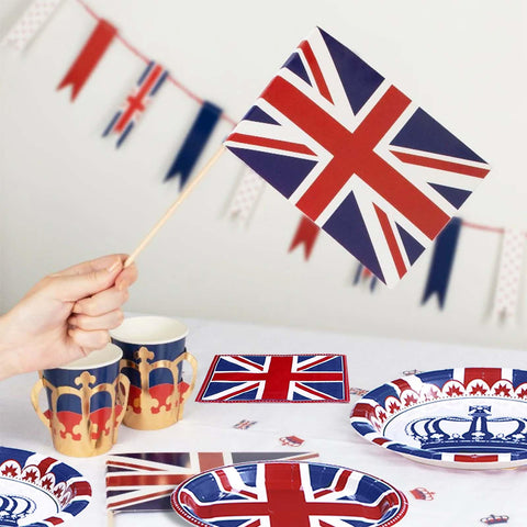 96 Pcs British Flag Party Plates and Napkins - Grencian