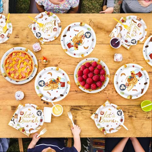 96 Pcs Brunch Party Plates and Napkins - Grencian