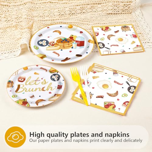 96 Pcs Brunch Party Plates and Napkins - Grencian