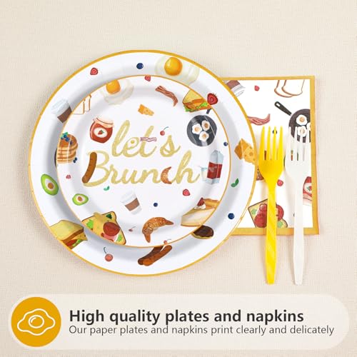 96 Pcs Brunch Party Plates and Napkins - Grencian