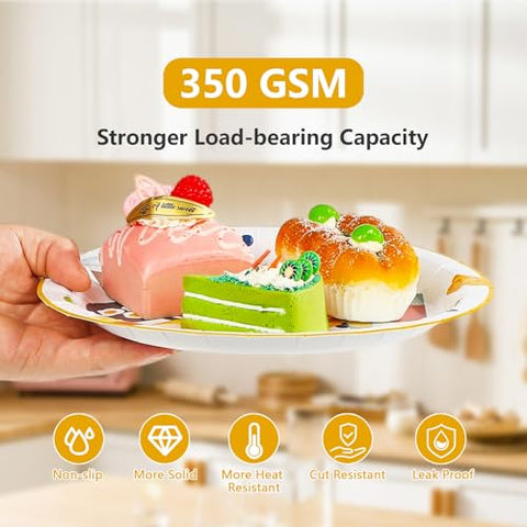 96 Pcs Brunch Party Plates and Napkins - Grencian