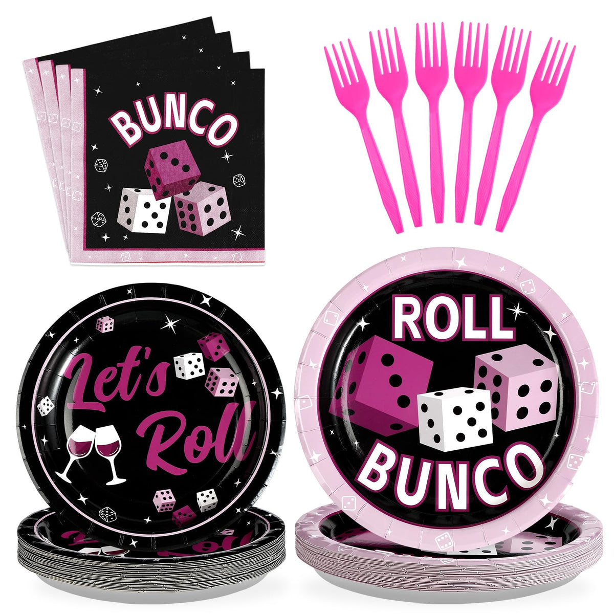 96 Pcs Bunco Party Plates and Napkins - Grencian