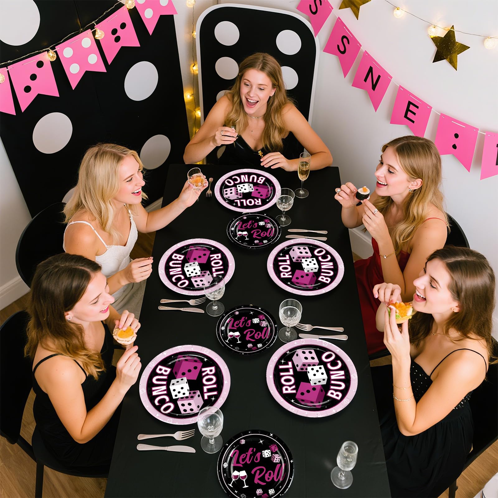 96 Pcs Bunco Party Plates and Napkins - Grencian