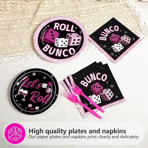 96 Pcs Bunco Party Plates and Napkins - Grencian