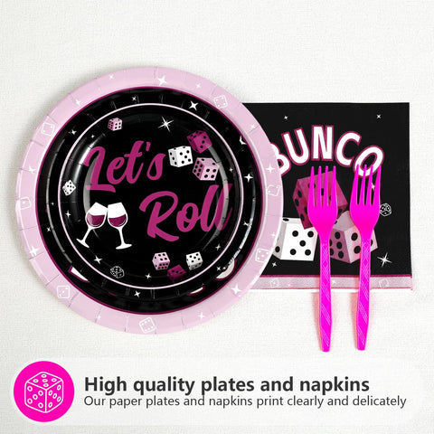 96 Pcs Bunco Party Plates and Napkins - Grencian