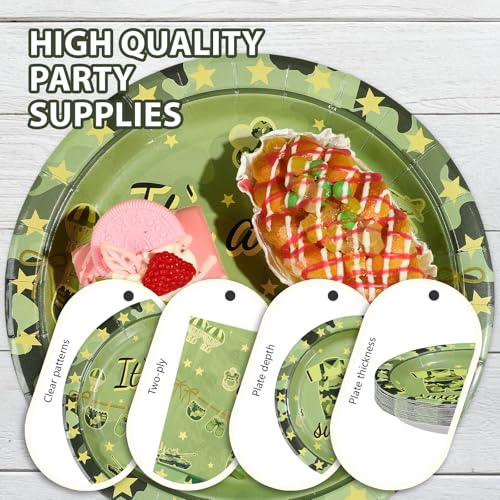96 Pcs Camo Baby Shower Party Plates and Napkins - Grencian