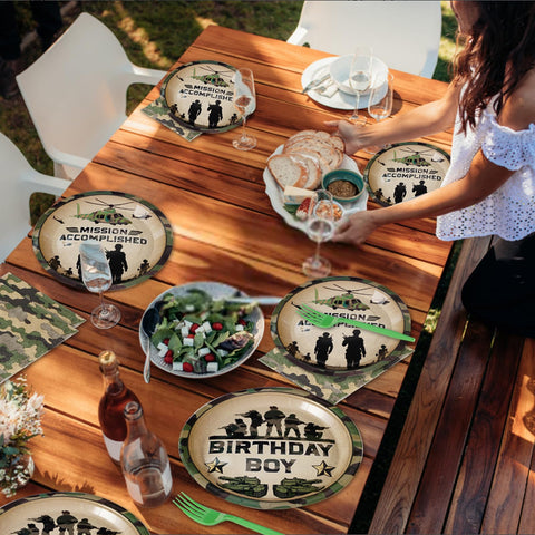 96 Pcs Camo Birthday Party Plates and Napkins - Grencian