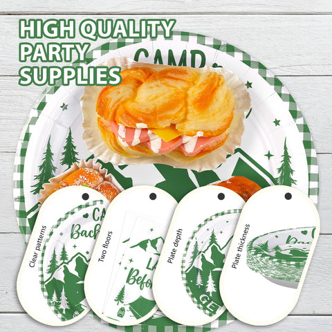 96 Pcs Camp Bachelorette Party Plates and Napkins - Grencian