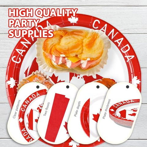 96 Pcs Canada Day Party Plates and Napkins - Grencian