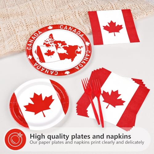 96 Pcs Canada Day Party Plates and Napkins - Grencian