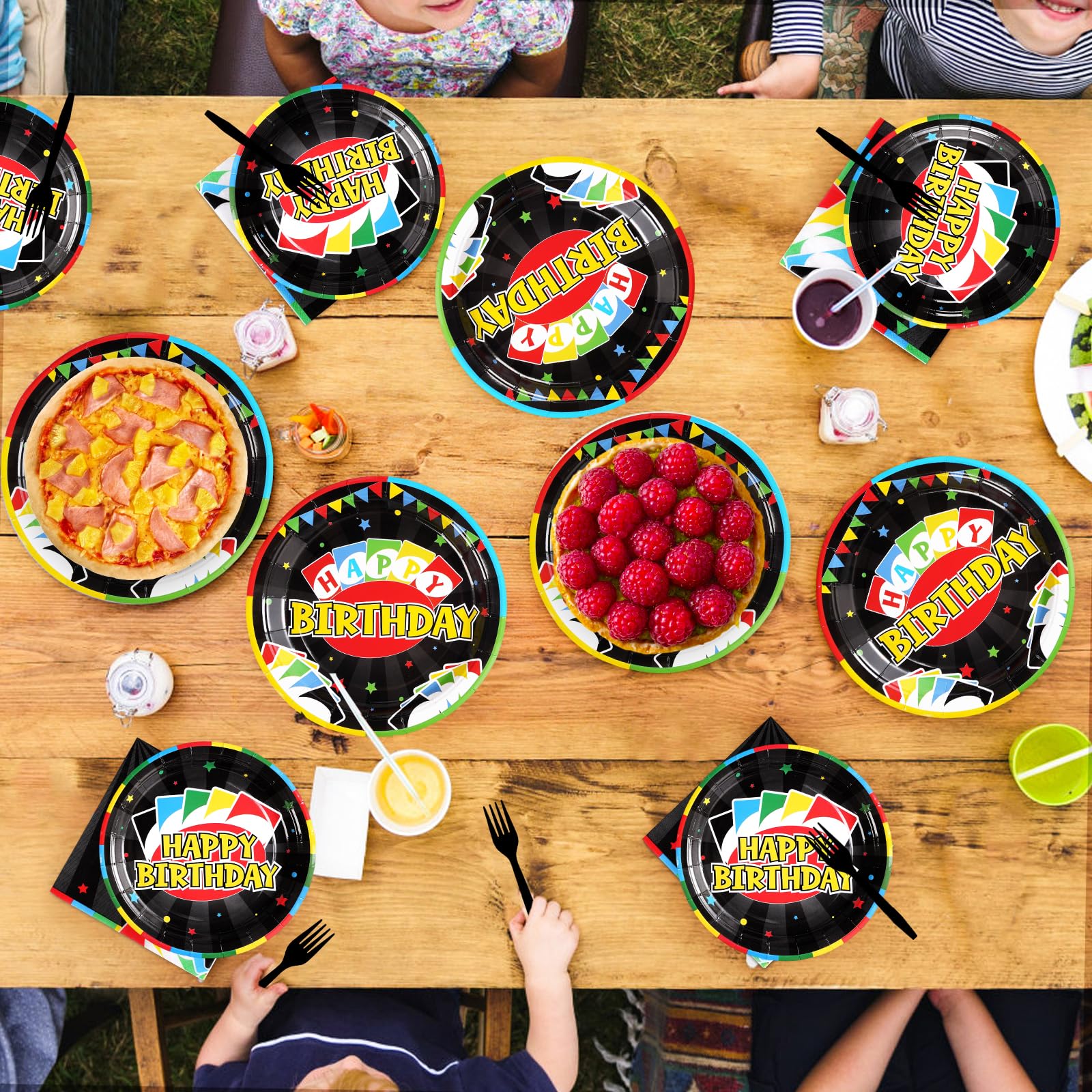 96 Pcs Card Game Birthday Party Plates and Napkins - Grencian