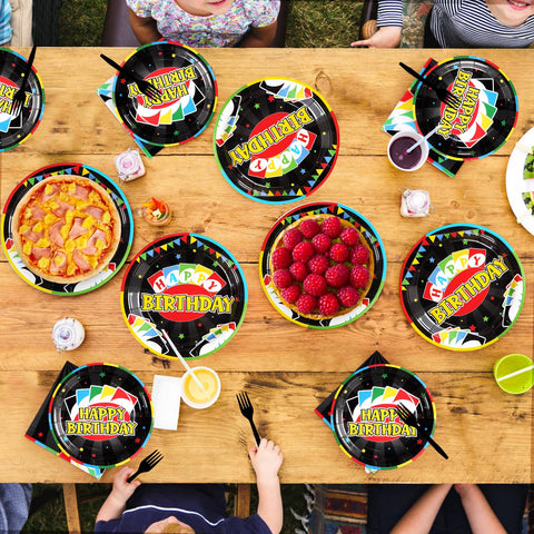 96 Pcs Card Game Birthday Party Plates and Napkins - Grencian