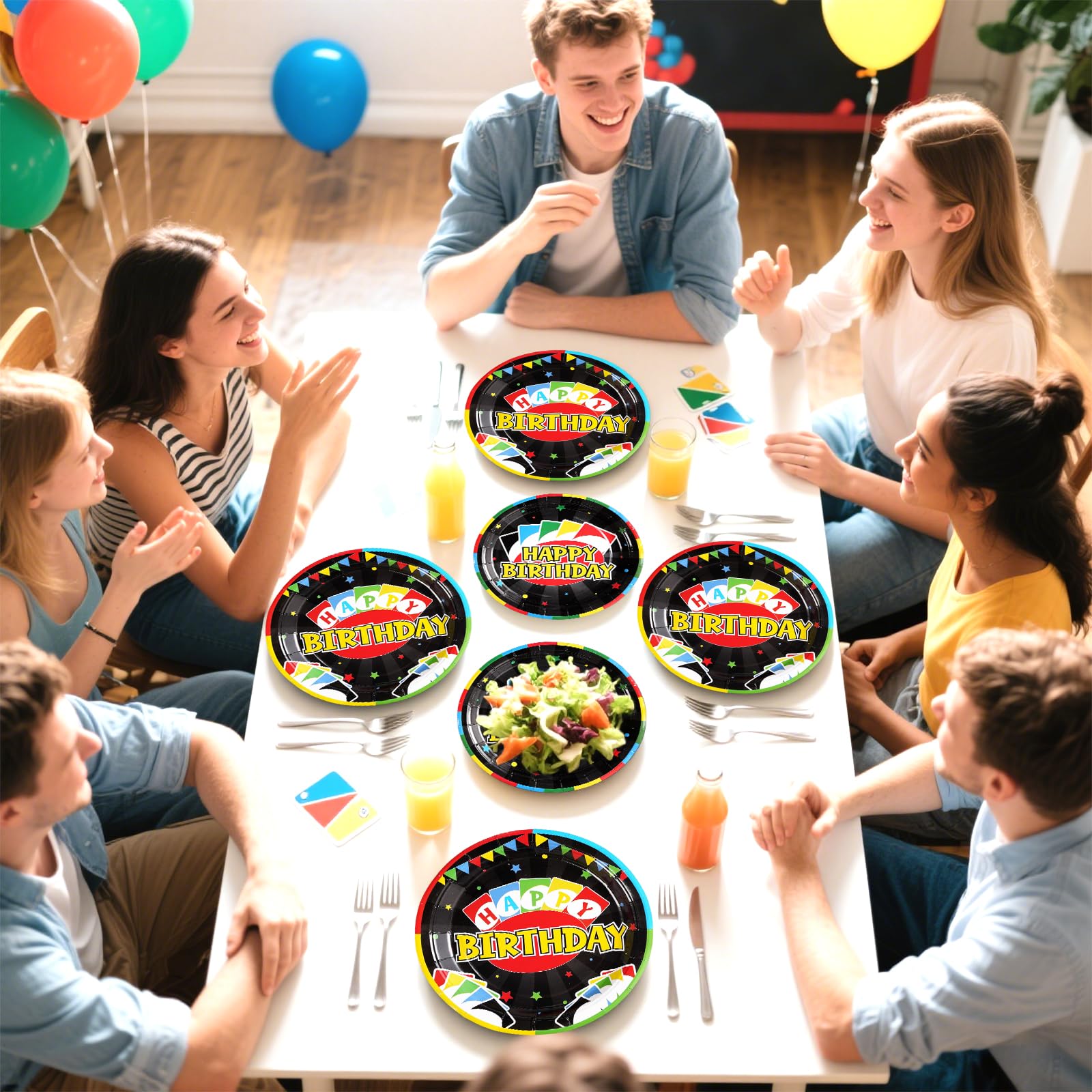 96 Pcs Card Game Birthday Party Plates and Napkins - Grencian