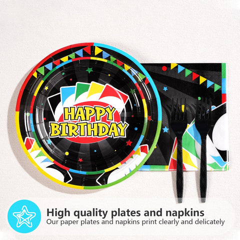 96 Pcs Card Game Birthday Party Plates and Napkins - Grencian