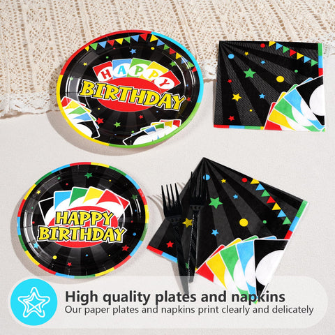 96 Pcs Card Game Birthday Party Plates and Napkins - Grencian