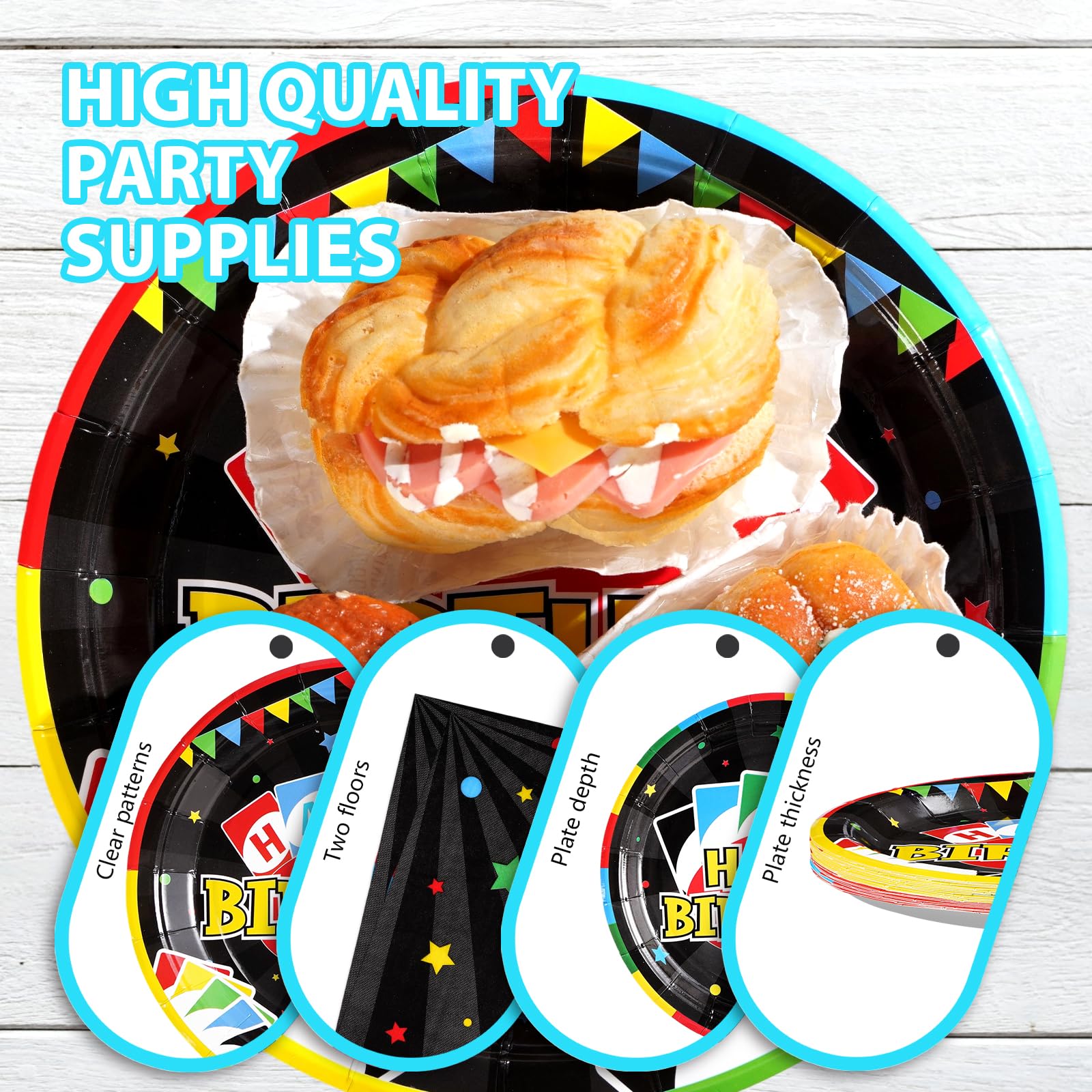 96 Pcs Card Game Birthday Party Plates and Napkins - Grencian
