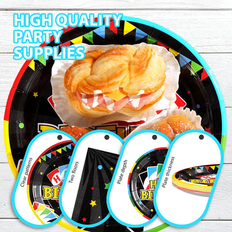 96 Pcs Card Game Birthday Party Plates and Napkins - Grencian